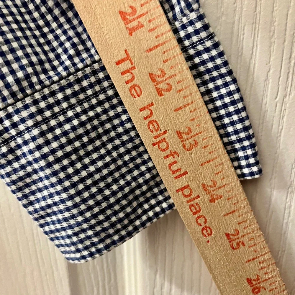 Charles Tyrwhitt Button Down Men's M Navy Blue Gingham Classic Fit Non-Iron